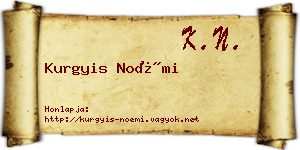 Kurgyis Noémi névjegykártya